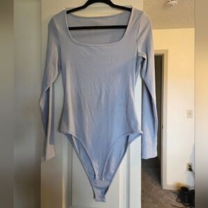 Women's Blue Long Sleeve Scoop Neck Bodysuit